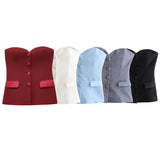 Fongt Women's Clothing 2025 Spring New Sexy 4 Color Tight Single-Breasted Breast Small Vest + Short Skirt Set