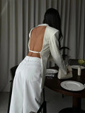 Fongt 2025 Autumn And Winter New Solid Color Back Hollow Slimming High-End Design Blazer Woman