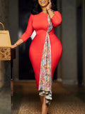 Fongt Plus-Size Women's 2025 Temperament OL Elegant Pencil Skirt Bag Hip Spliced African Dress