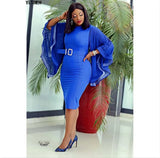 African Dresses for Women Dashiki 2021 New African Clothes Bazin Riche Sexy Slim Ruffle Sleeve Robe Africain Grown Africa