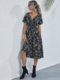 Women's Wear Station Summer Small Floral Print Short-Sleeved Dress-Outfit
