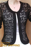 Hollow Out Lace Blouse Women Long Sleeve White Black Shirt Beading Lace Jacket Elegant 4XL Women Clothing Blusas