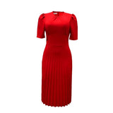 Fongt Ebay 2025 Summer New Short-Sleeved Folded Color Large-Size Dress