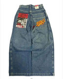 Wide-Leg Jeans Men Y2K Hip-Hop Harajuku High-Quality Street Rest 1028-1-Outfit
