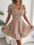 Wind Shooting 2025 Spring And Summer Temperament Broken Flower Tie With Waist Swing Dress Women's