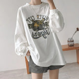 long Sleeve Funny cartoon women's T-Shirts autumn Women Casual oversized t shirt white long streetwear female