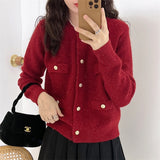 Fongt Autumn And Winter New Korean Version Sweater Coat Female Temperament Sweet College Wind Long Sleeve Knit Cardigan Jacket Female-Outfit