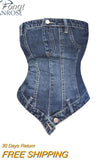 Women's Denim Crop Top Vintage Y2k Summer Strapless Camisole Fashion Streetwear Casual Tube Top Female Sexy Off Shoulder