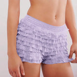 Sexy Beach Hot Pants Lotus Side Wave Solid-Colored Lolita Low-Rise Shorts Skirt
