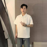 Fongt Short-Sleeved Men Polo Shirt Handsome Summer Hip Men's Shoulder Shirt Collar T-Shirt Niche Cotton Five-Sleeve