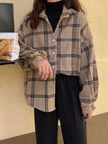 Checkered Print Button Blouse-Outfit