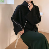 New 2021 Autumn Winter Women Sweaters Turtleneck Pullovers Fashionable Oversized Pagoda Sleeve Vintage Jumpers