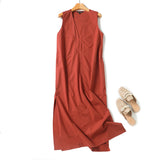 New Summer Style Minimalist And Elegant Vintage V-Neck Dress-Outfit