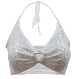 Style Sequins Show Hot Blouse DS Nightclub Stage Lotus Leaf Edge Suspender Navel Vest-Outfit
