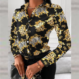 Office Shirt Elegant Turn-down Collar