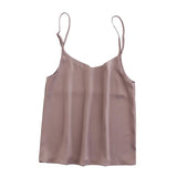 Women V Neck High Quality Satin Camis Spaghetti Strap Adjust Leeveless Silk Tank Tops 2021 Camisole