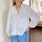 Fongt 2025 Women's New South French Vacation Shirt Women's Sleeves Sunscreen French White Shirt Women's