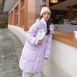 Cororn Buckle Down Jacket Female Long Over The Knee 2024 New Winter Hat With Thick White Duck Down Warm Coat Plus Size-Outfit