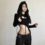 Fongt 2024 Winter Women's Solid Color Slim Long Sleeved Hoodie Smock Fashion Sling Vest Suit-Outfit
