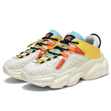 Couples Sneakers Women Men Thick Sole Running Shoes Unisex Leather Sport Shoes Comfortable Waterproof Walking