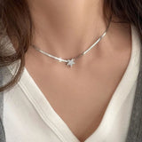 Galaxy Silver Pearl Necklace-Outfit