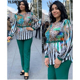 Two 2 Piece Set African Clothes Africa 2021 Dashiki Fashion Print Dresses Suit Bazin Top Pants Elastic Party Plus Size