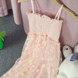 Fongt Yarn Girl Small French 2025 Folding Dress Slings Super Fairy Waist Thin Dress New Retro Daisies Summer