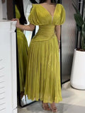 Fongt New Fashion Name Yuanfeng High-End Sense V-Neck Waist Drill Waistless Long Dress Women's Autumn And Winter