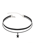 Black Star Double Layered Choker Necklace-Outfit