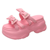Fongt Fairy Wind Thick Bottom Muffin Increased Small Cool Slippers Female With Skirt Summer Wear 2024 New-Outfit