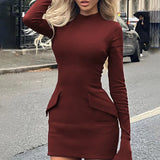 Fongt Autumn New Fashion Sexy Hottie Bag Hip Dress Temperament Professional Style Long-Sleeved Dress