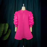 Fongt Temperament Commuting Small Straight-Necked Cardigan Dress Designer Folded Short-Sleeved Top Dress Dress