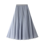 Fongt Long Yarn Skirt Half Dress Girl Autumn And Winter High Waist Long Net Yarn Skirt 100 Folding Skirt A Skirt Fairy Dress 8859