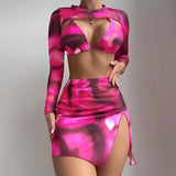 2025 New Bikin Bikin Tie Dye Four-Piece Split Swimsuit