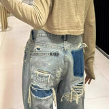 Fongt Blue Low-Rise Straight Tube Trousers Jeans Women's Small 2025 New Spring