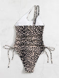 2022 New Leopard-Print Drawstring Tied With Conjoined Swimsuit