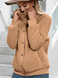 Women‘s Jacket Winter White Teddy Bear Coat with Botton Solid Warm Turtleneck Outweater Plush Faux Lamb Coats Female 2023-Outfit