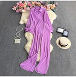 Fongt Suit Female Temperament Loose Long-Sleeved Shirt Two Sets Of Leisure High-Waist Hanging Pendant 100 Rolls