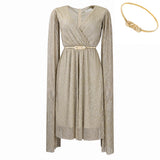 Fongt With Belt Women's Summer New Fashion Elegant V-Neck Cape Dress
