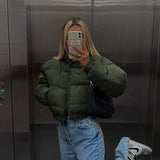 Zipper short padded jacket-Outfit