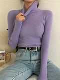 High Neck Jumper Knit Top-Outfit