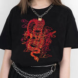 tshirts goth Harajuku tops Butterfly lightning print Loose Short Sleeve kawaii anime t shirt 2023 NEW plus size