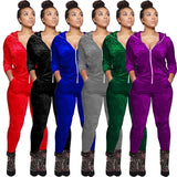 Winter Velvet Tracksuit Women Two Piece Set Zipper Hoodies Jacket To+ Pencil Pants Matching Sets Sportwear Jogging Femme-Outfit