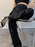 Zipper Strap Detail Cargo Pants-Outfit