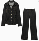 Fongt Women's Clothing INS Explosive Fashion Collar Line Decoration Double Pocket Loose And Easy To Catch The Cowboy