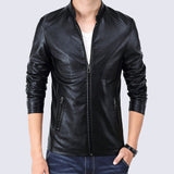Leather Black Jackets Coat Men Slim Fit Mens Windbreaker Jackets Zipper Pocket Stand Collar British Vintage