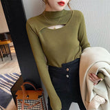 Fongt Collar Sweater Bottomed Women's New Autumn And Winter Long-Sleeved High-End Windwear Inside The Collar Knitting