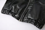 Black Bow Faux Leather Biker Jacket-Outfit