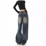 Vintage Dark Wash Baggy Boyfriend Jeans-Outfit