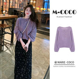Fongt Gentle Lazy Wind Purple Round Jumper Half Skirt Two Sets Of Small Loose Soft Slimy Set